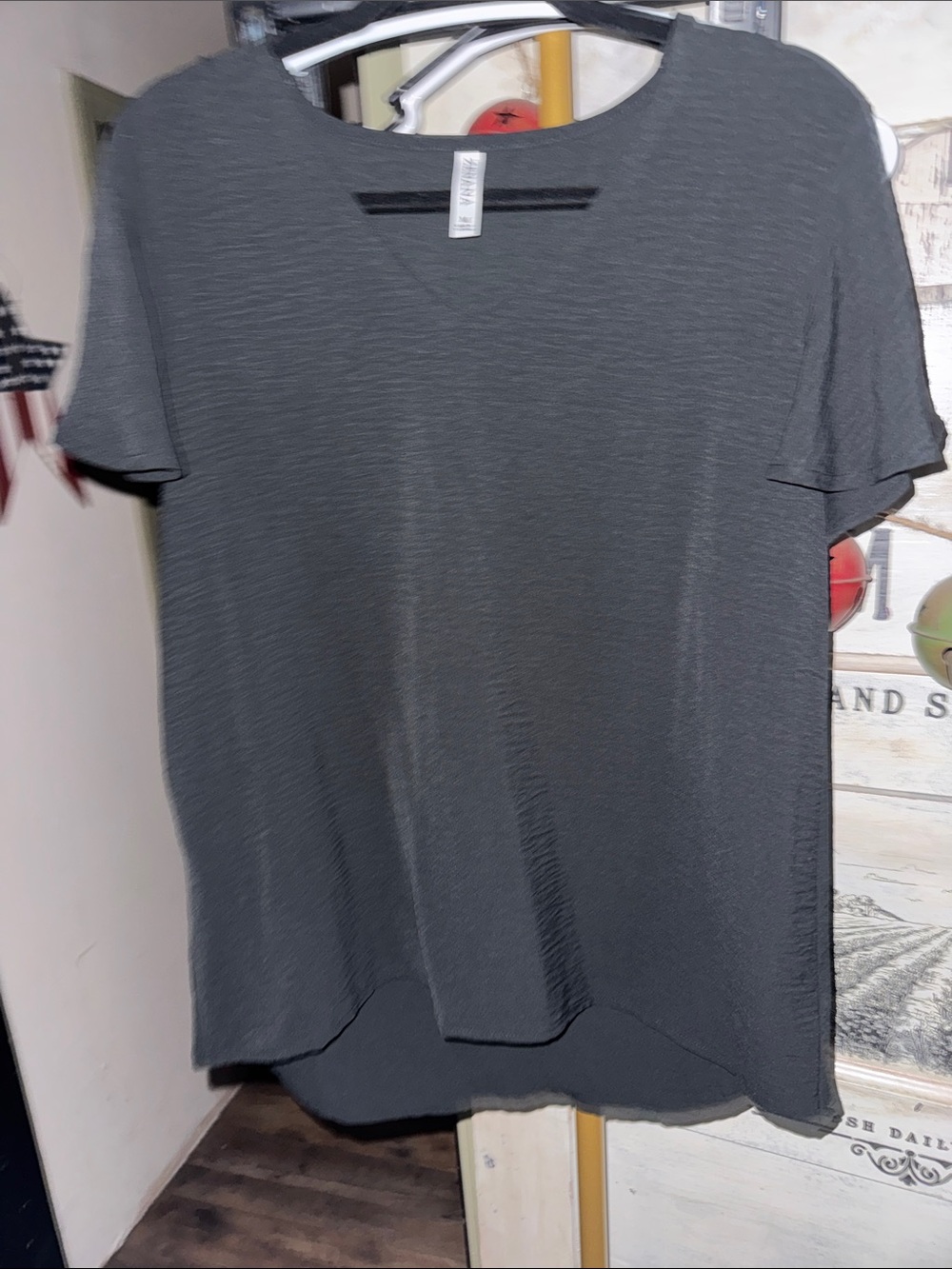 Zenana Outfitters Charcoal Textured Short Sleeve Tee